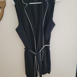 Black Sleeveless Vest with White Trim